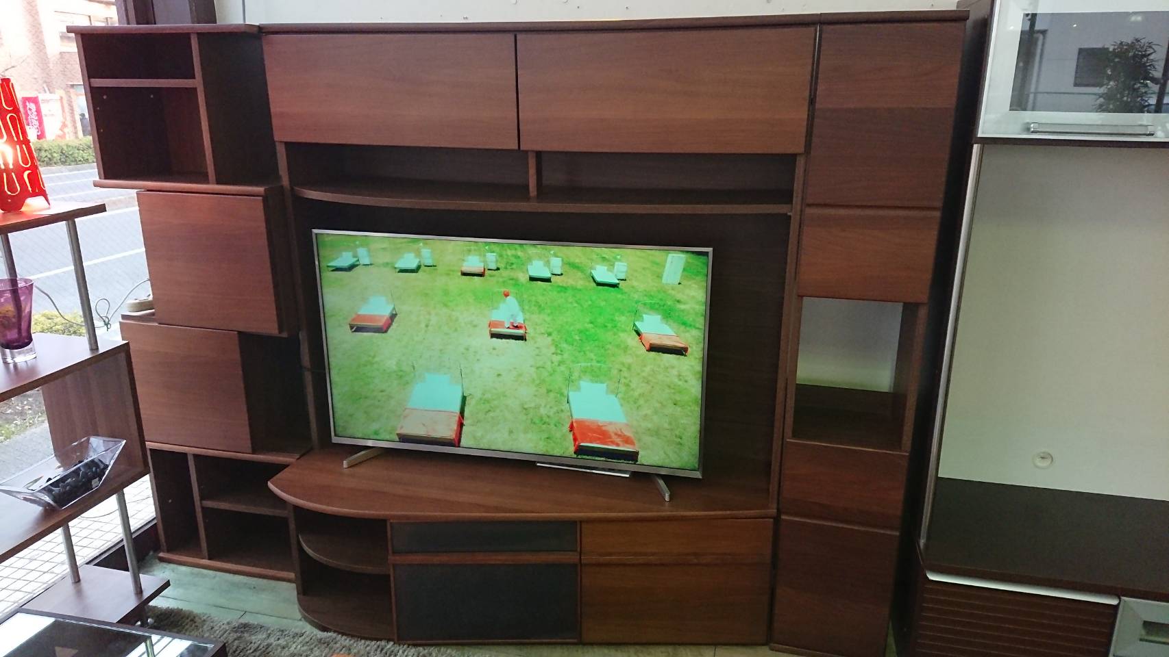 ☆Meuble モーブル 枠付きテレビボード 宮付き アシンメトリー 個性的 