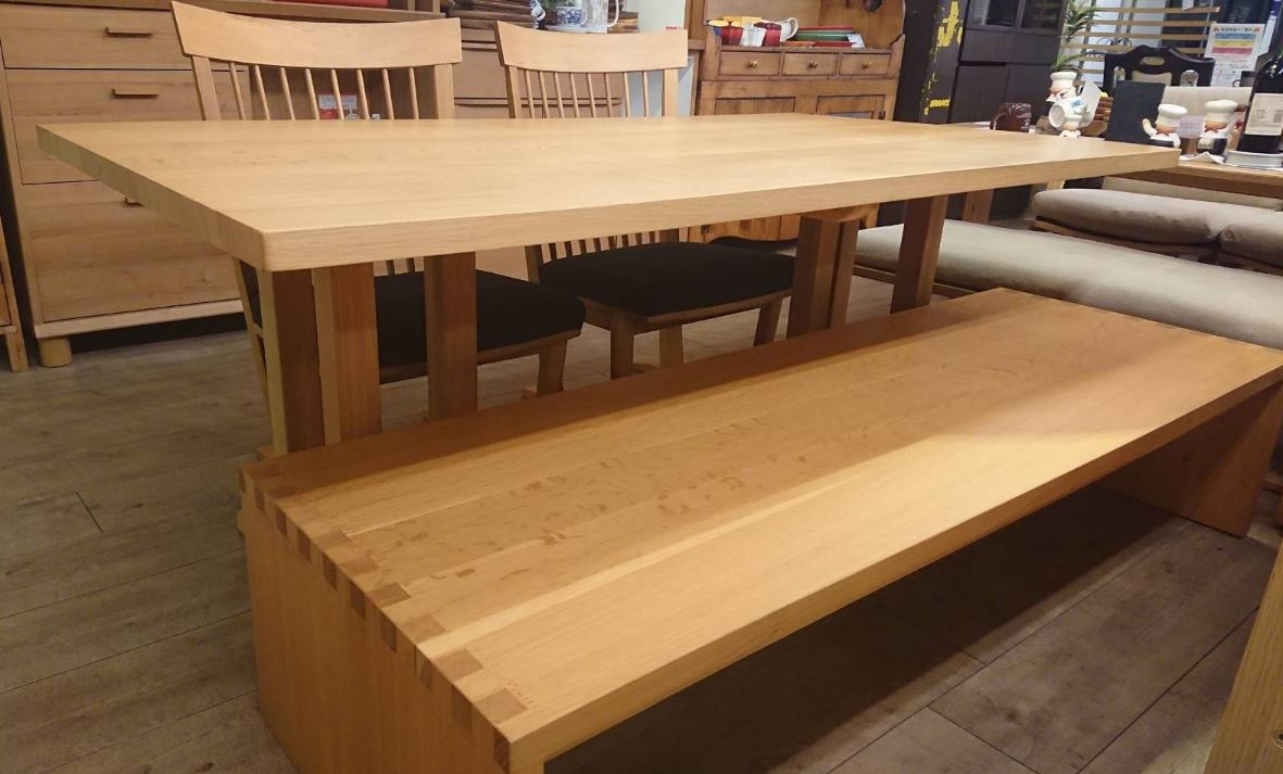 ☆KASHIWA 柏木工 飛騨家具 ベンチダイニング4点セット ナチュラル 