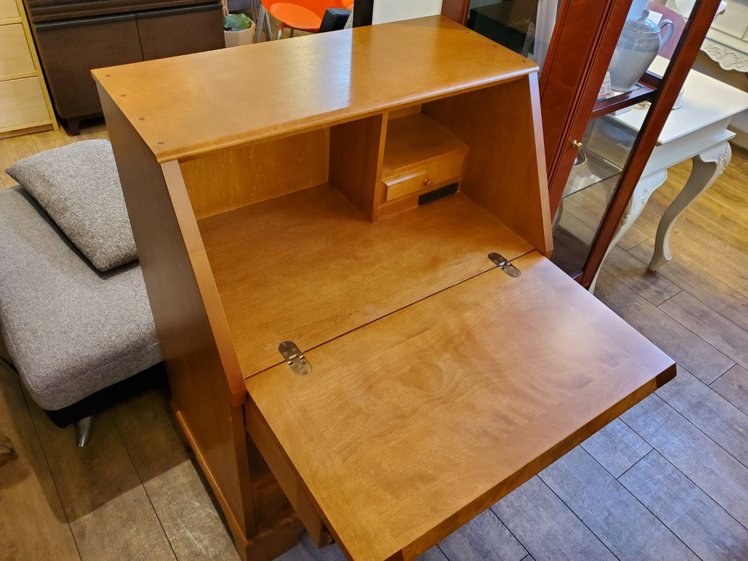 書斎 ライティングデスク 袖机 まぶしく 民芸調 レトロ 