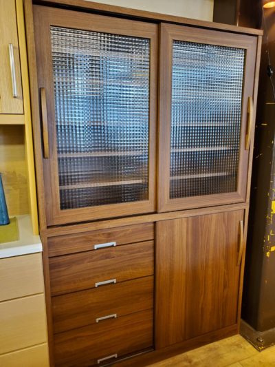 レンジボード　食器棚　レトロ　すりガラス　キッチンボード　収納　隠せる