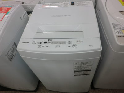 東芝 4.5kg 全自動洗濯機 ピュアホワイトTOSHIBA AW-45M7-W 2019年製