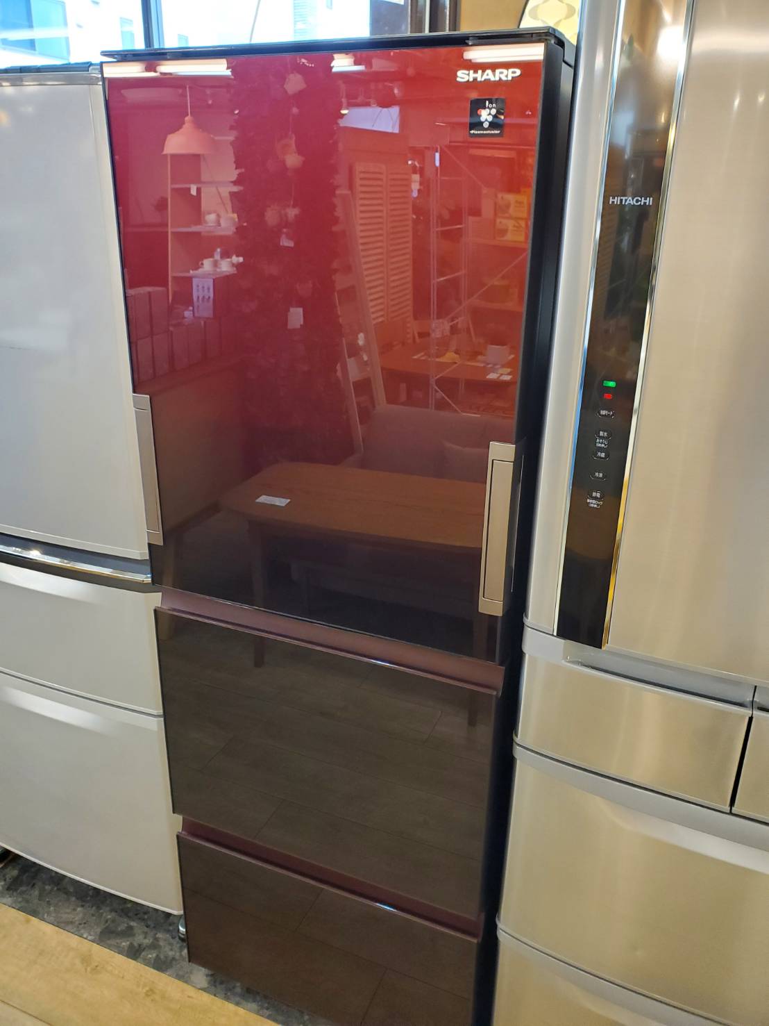 ☆SHARP シャープ 356L 3ドア冷蔵庫 2019年製 ガラスドア プラズマ