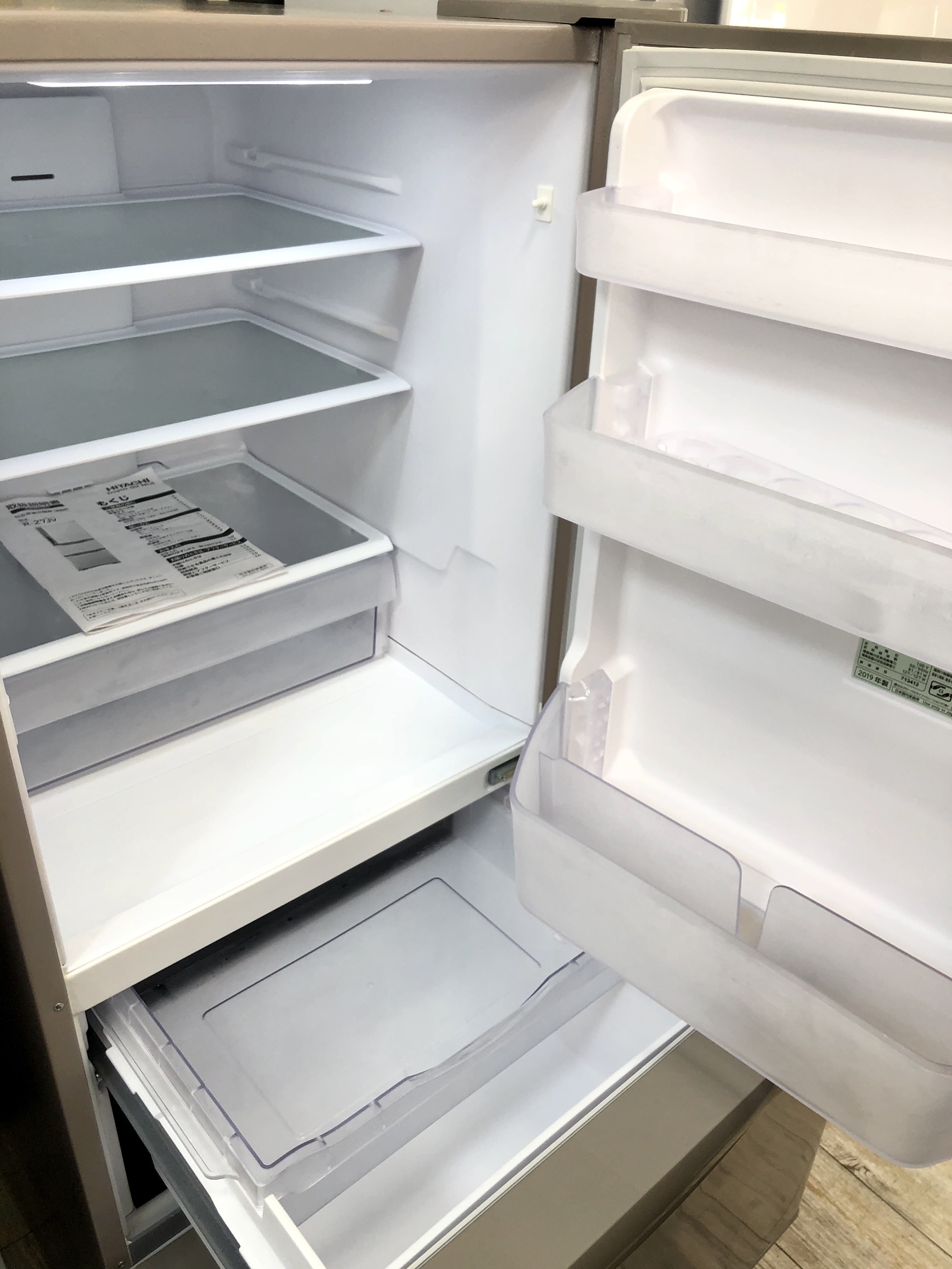 日立 / HITACHI 2019年製 265Ｌ 3ドア冷凍冷蔵庫（R-27JV