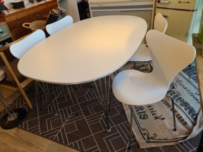 FRITZ HANSEN / フリッツ・ハンセン　テーブルシリーズ　セブンチェア　ダイニング 5点セット　スーパー楕円テーブル スパンレッグ