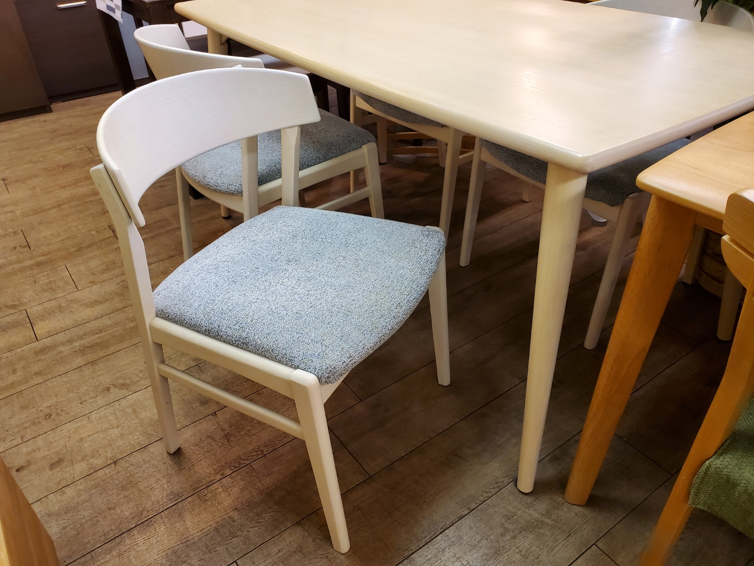 ☆安井家具 ダイニング5点セット ナチュラル ホワイトカラー カバー 