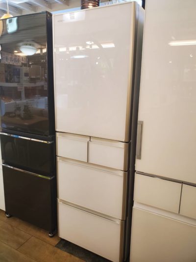 HITACHI　日立　401L　5ドア　冷蔵庫　2018年製　高年式　ガラストップ　真空チルド　スリープ野菜室　左開き　Sシリーズ　クリスタルドア　ホワイト　401L冷蔵庫　5ドア冷蔵庫　大型冷蔵庫　大容量　400L　350L　450L　冷凍冷蔵庫