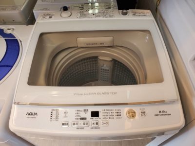 aqua　アクア　8㎏　洗濯機　全自動洗濯機　2020年式　2020年　ワイドガラストップ　高濃度クリーン浸透RX　中が見える　洗濯機　簡易乾燥　防臭　香り付け　ジェルボール　キレイ　美品　リサイクルショップ　再良市場　オススメ　