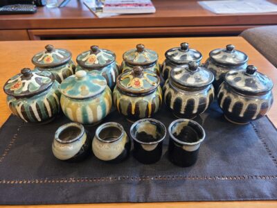 ＊未使用品＊　小鹿田焼 / おんた焼　大分県日田市　器　食器　飛び鉋　流し掛け　打掛け