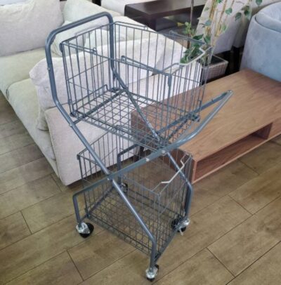 DULTON　ダルトン　LAUNDRY TROLLEY　ランドリートローリー　GRAY　グレー　ローフィニッシュ　スチール　メタル　キャスター付　ワゴン　キッチン　オフィス　洗面　ランドリー　収納　バスケット　カゴ　オシャレ　インテリア　インダストリアル　レトロ　モダン　かわいい　かっこいい