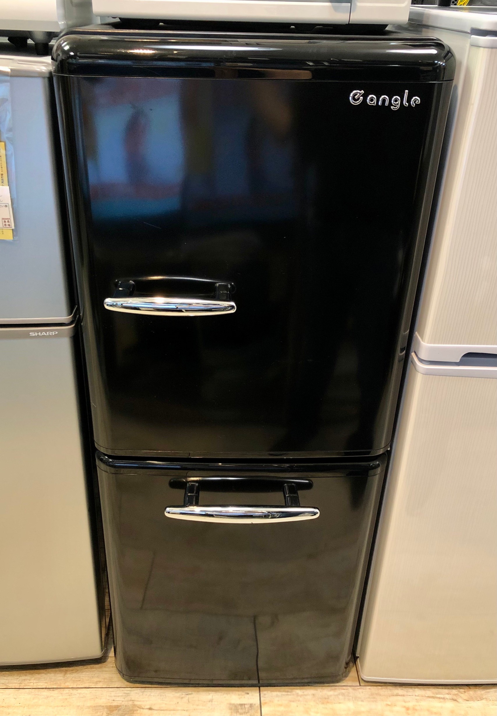 e angle / イーアングル エディオンオリジナル 2019年製 149L 2ドア レトロインバータ―冷蔵庫 ANG-RE151-A1