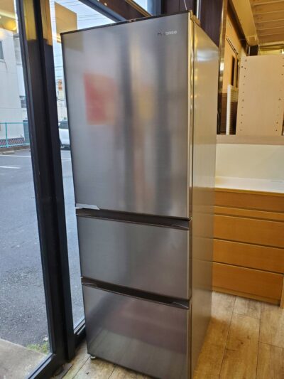 Hisense　ハイセンス　360L 　3ドア　冷蔵庫　2020年製　高年式　シルバー　冷凍冷蔵庫　右開き　セレクトチルド室　300L　350L　400L　中型　大型　2人暮らし　3人暮らし　1人暮らし　省エネ　自動製氷　おススメ　   