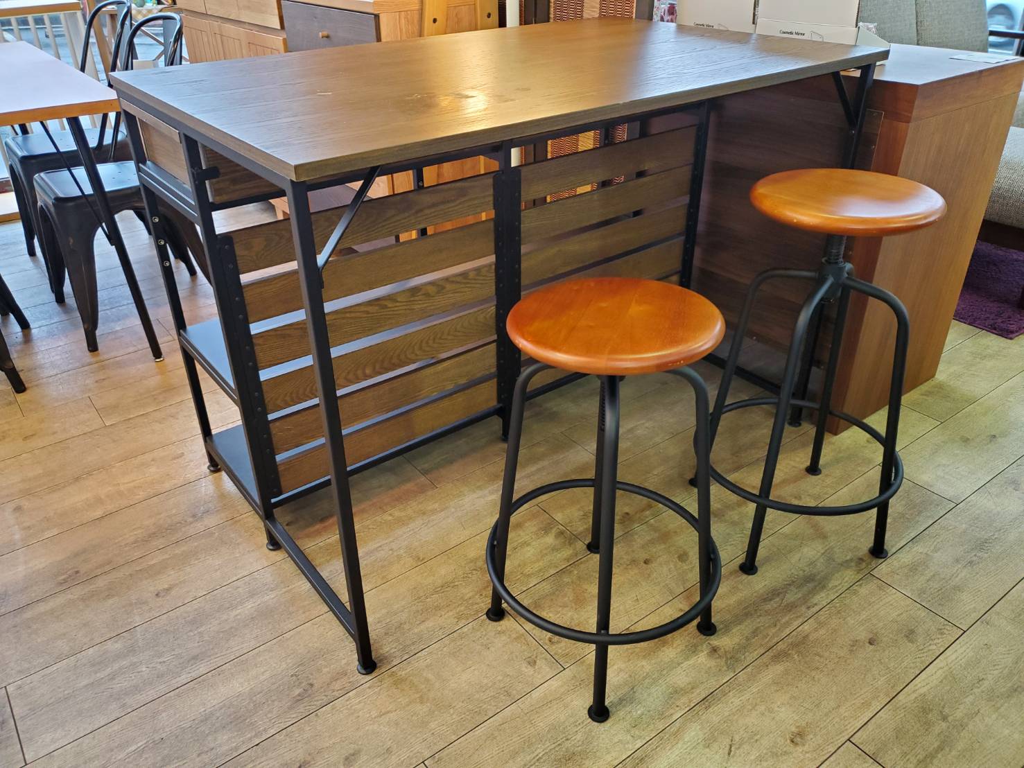 ヴィンテージ風 カウンターテーブル チェア2脚 異素材ミックス 対面 キッチンカウンター アイランドカウンター 買取しました 愛知と岐阜のリサイクルショップ 再良市場