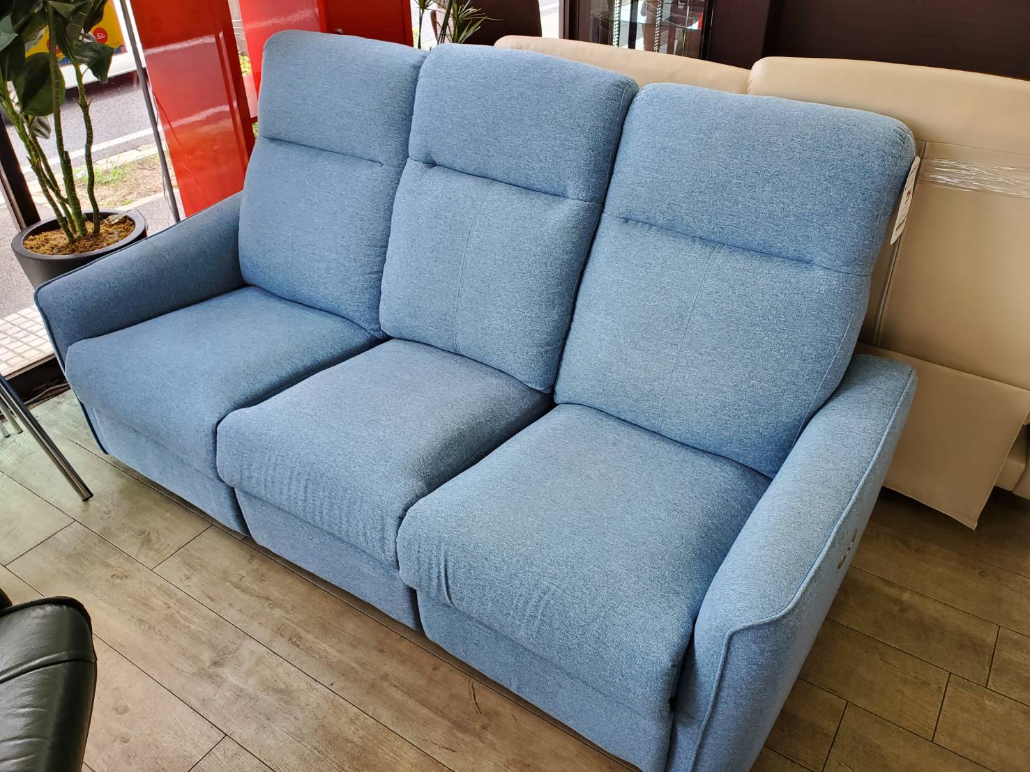 ☆短期使用 電動リクライニングソファ 美品 OKIN ブルー カジュアル  