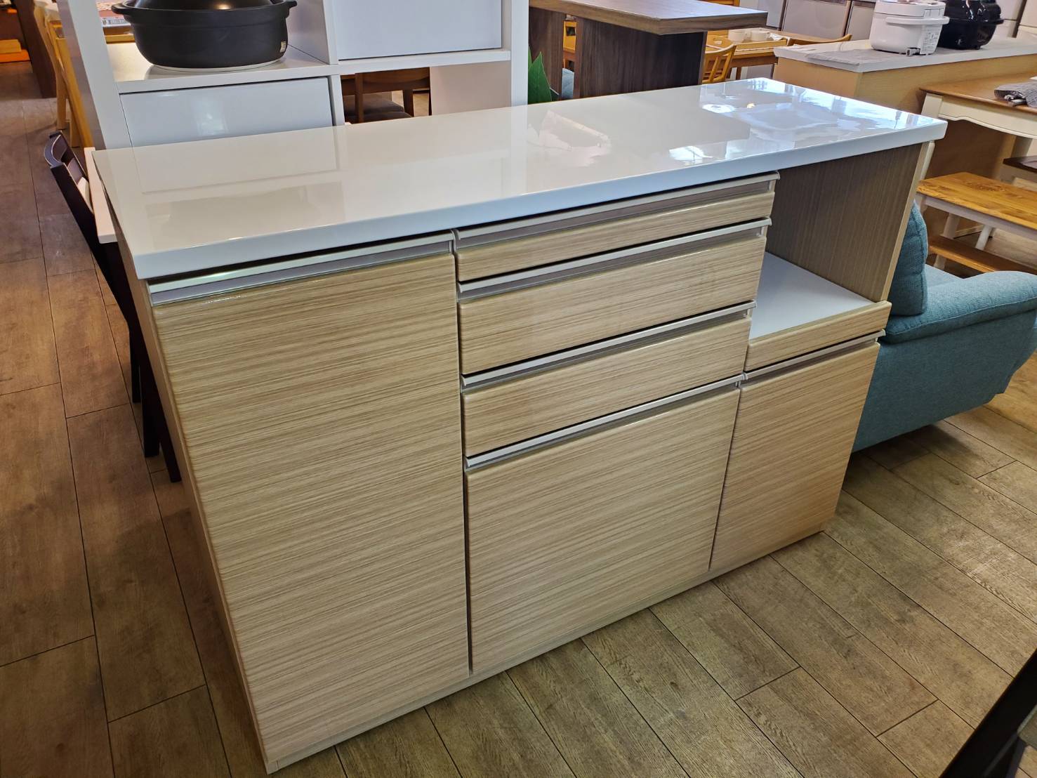 ☆三幸ジャパン キッチンカウンター ナチュラル 木目調 ハイカウンター  