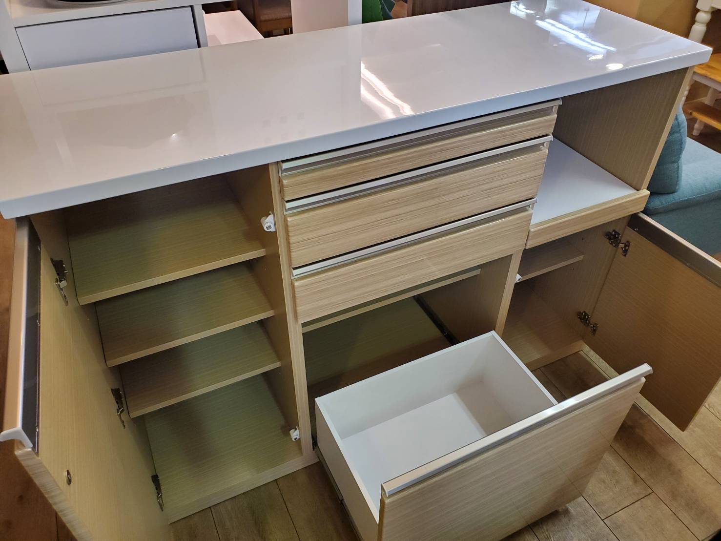 ☆三幸ジャパン キッチンカウンター ナチュラル 木目調 ハイカウンター  