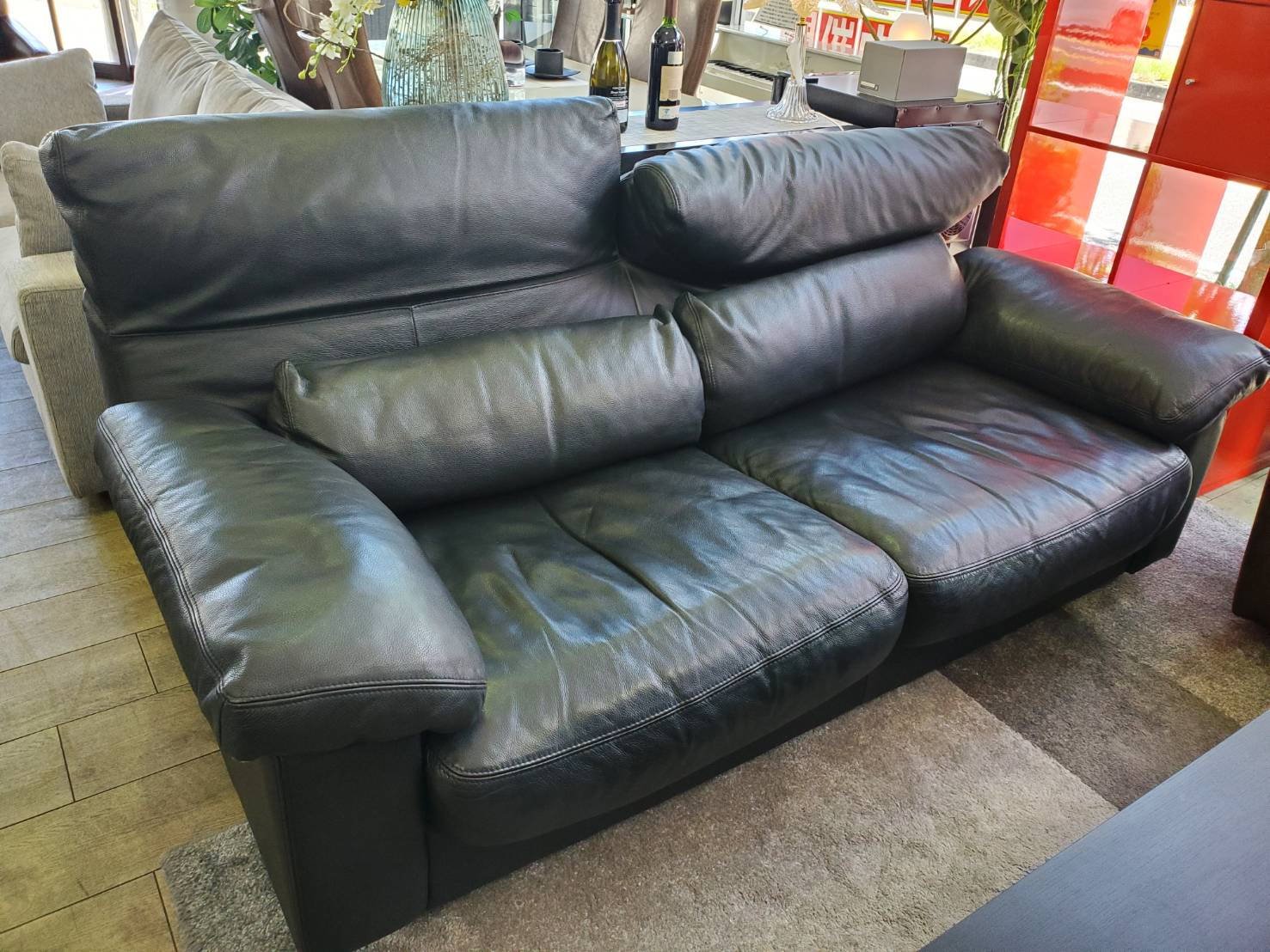 ☆Leatherworld レザーワールド 2.5シーターソファ 総本革 ブラック 