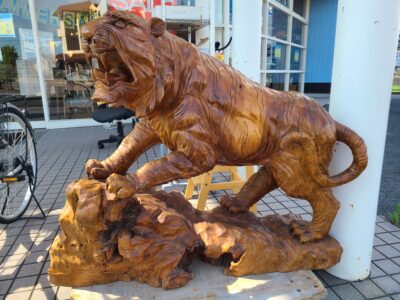 木彫り虎 トラ 置物 彫刻オブジェ 一刀彫 干支 買取しました！ | 愛知 