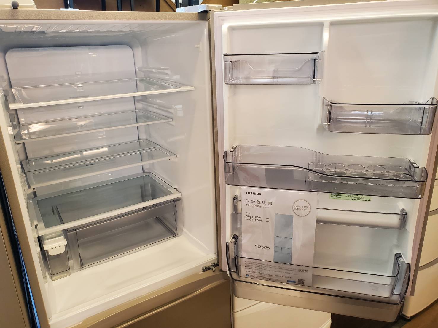 東芝 411L冷蔵庫 自動製氷付き 2019年製 - 冷蔵庫 