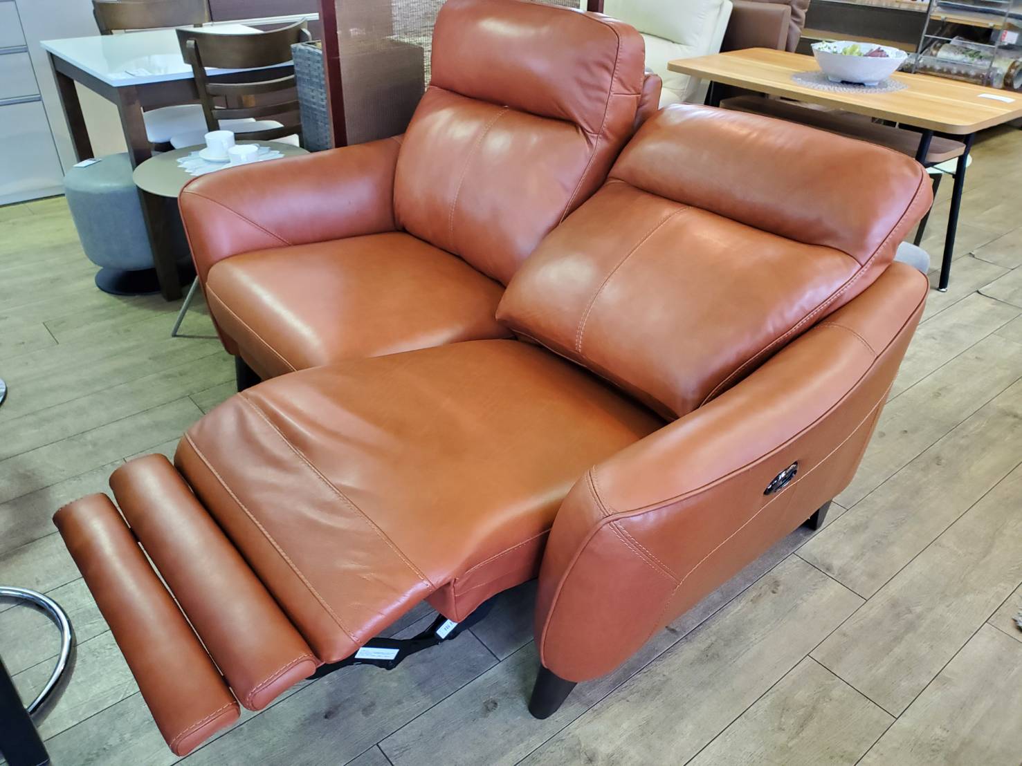 ☆電動リクライニングソファ 2シーター ハイバック 本革使用 ブラウン  