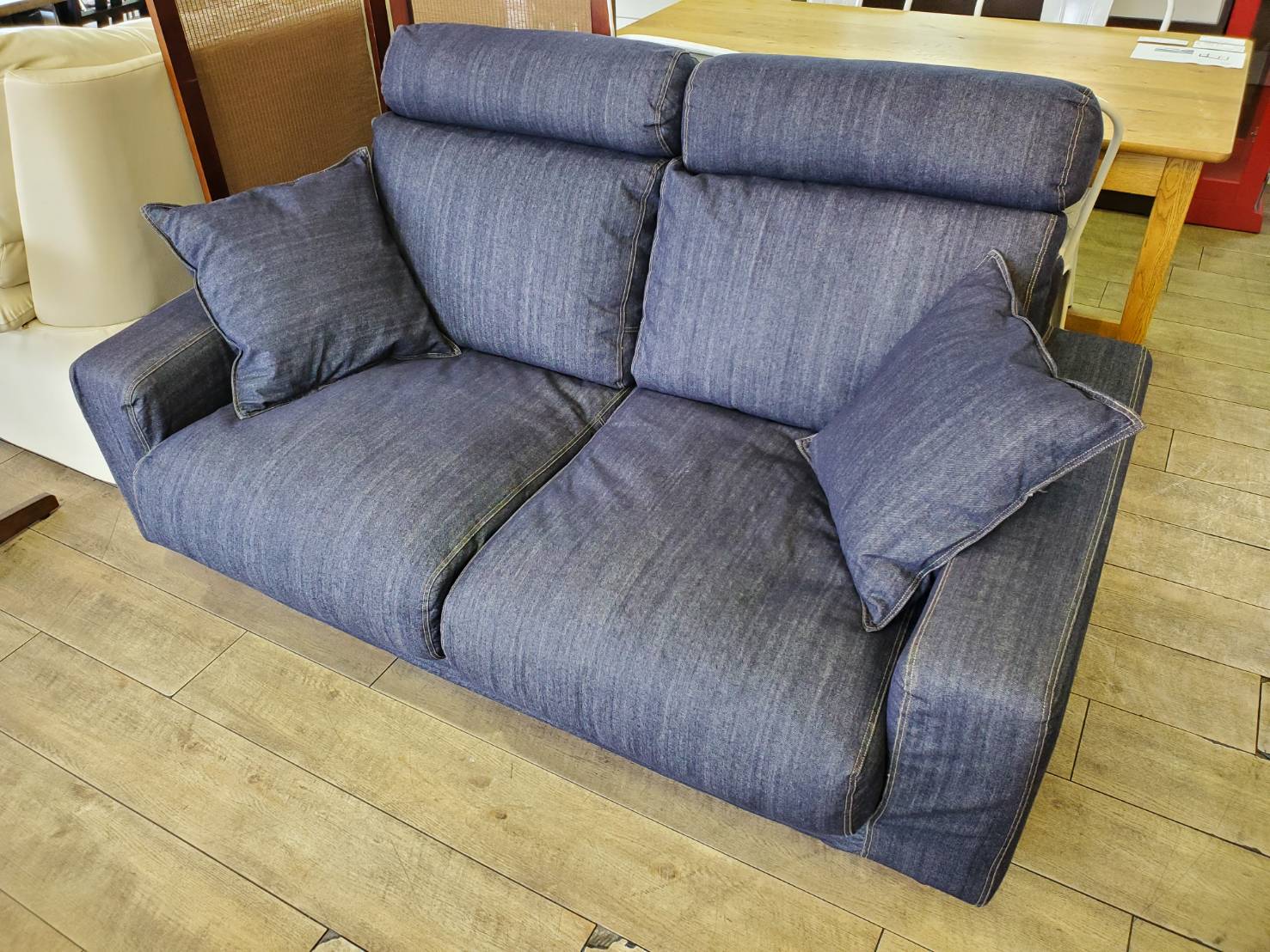 無印良品 木製ソファ本体 ウレタンポケットコイル綿デニムカバー 2シーター 無印良品 ソファ本体木製フレーム用カバー 綿デニム ネイビー KB44RA2A