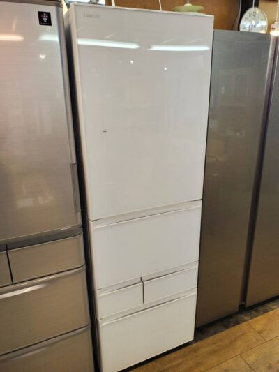 TOSHIBA　東芝　411L　5ドア　冷蔵庫　冷凍冷蔵庫　2020年製　グランホワイト　右開き　400L　450L　400L以上　野菜室まんなか　自動製氷　リサイクルショップ　再良市場　天白　名東　オススメ　中古美品