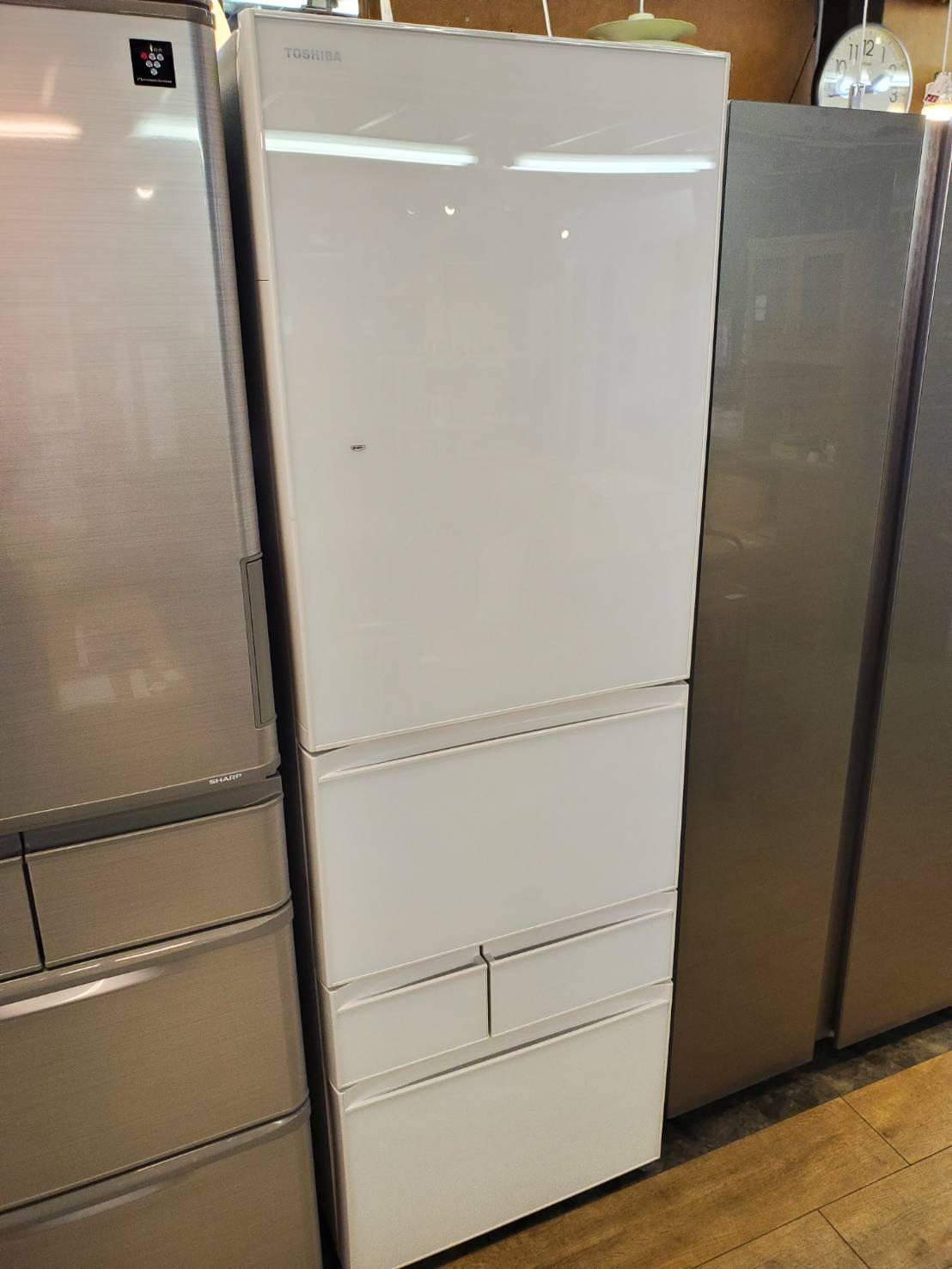 ☆TOSHIOBA 東芝 411L 5ドア冷蔵庫 グランホワイト 2020年製 右開き