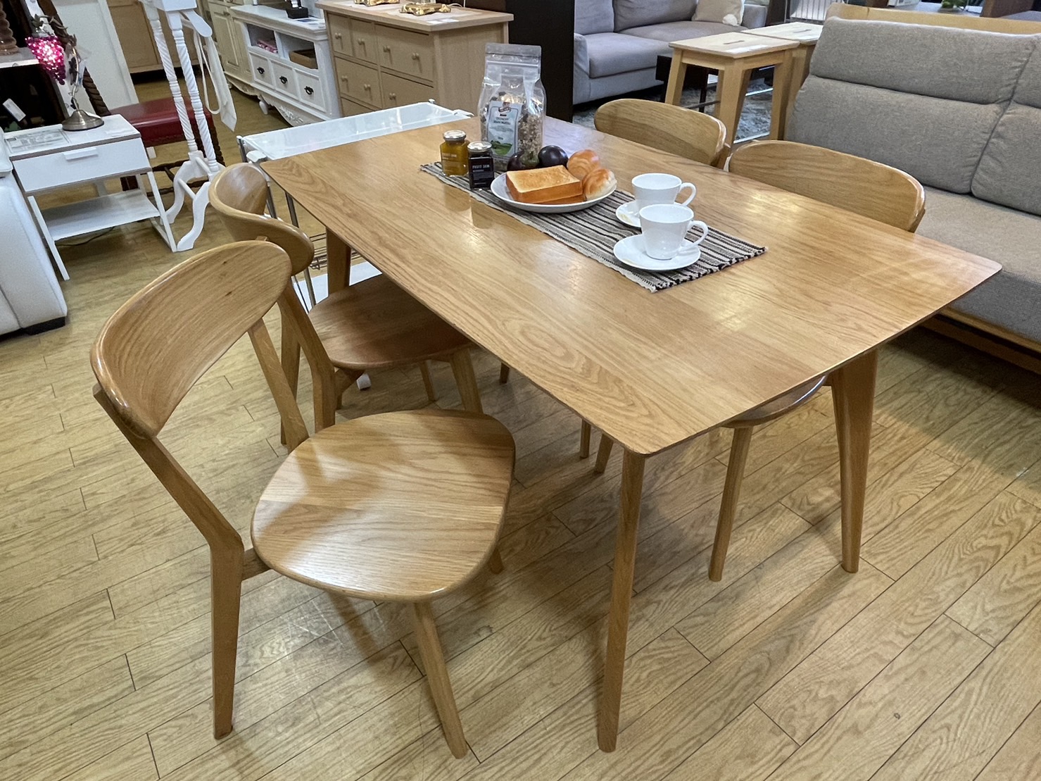 大川家具 オーク無垢材 ダイニングテーブル ＆ チェア 5点セット 買取