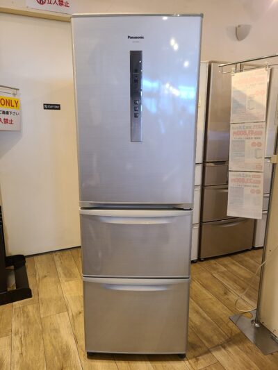  Panasonic / パナソニック　365L 3ドア冷凍冷蔵庫　NR-C37BM　シャイニングシルバー　エコナビ　自動製氷　2013年製