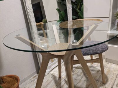 モダンデコ ガラス カフェテーブル
