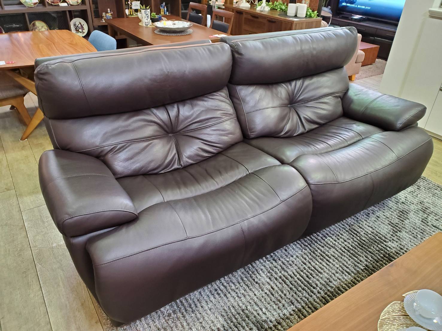 ☆電動リクライニングソファ ワイド2シーター ダークブラウン  