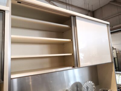 Pamouna パモウナ 鏡面仕上げ キッチン家具 白 ステンレス化粧板 幅160センチ レンジボード 2
