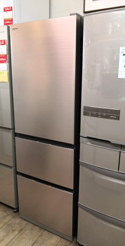HITACHI 日立 2022年製 Ｒ-V38RV(N) 右開き 3ドア シャンパン 真ん中野菜室 自動製氷 375L 冷凍冷蔵庫 