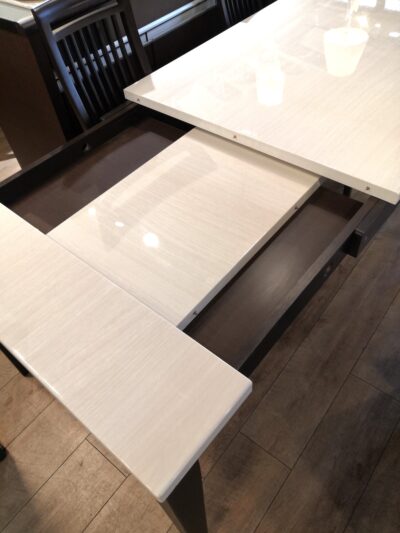 ダイニングテーブル 伸縮式 拡張テーブル 大人数対応 UV塗装 ハイグロス塗装 ダイニング5点セット 2