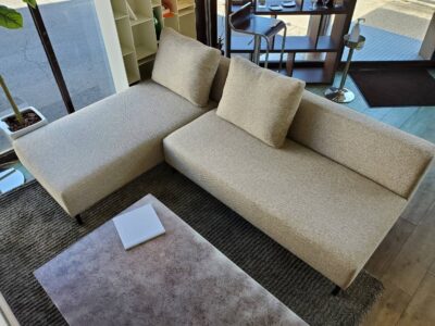 FLANNEL SOFA　フランネルソファ　カウチソファ　アームレス　フェザークッション　アイアン脚　ファブリック　ベージュ　ソファ　大型　3シーター　4シーター　ソファ　