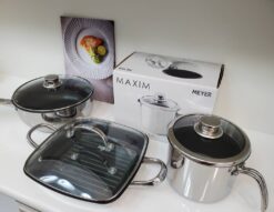 新品　未使用品　MEYER　マイヤー　フライパン　鍋　シェフズパン　スクエアグリルパン　グリルパン　マルチポット　片手鍋　ステンレス　24cm　16cm　ガラス蓋　底面三層構造　IH対応　ガス火対応　高級調理器具　リサイクルショップ　再良市場　天白　名東　昭和　千種　瑞穂　緑　日進　豊明　東郷　おススメ　オススメ お洒落　オシャレ　中古　美品