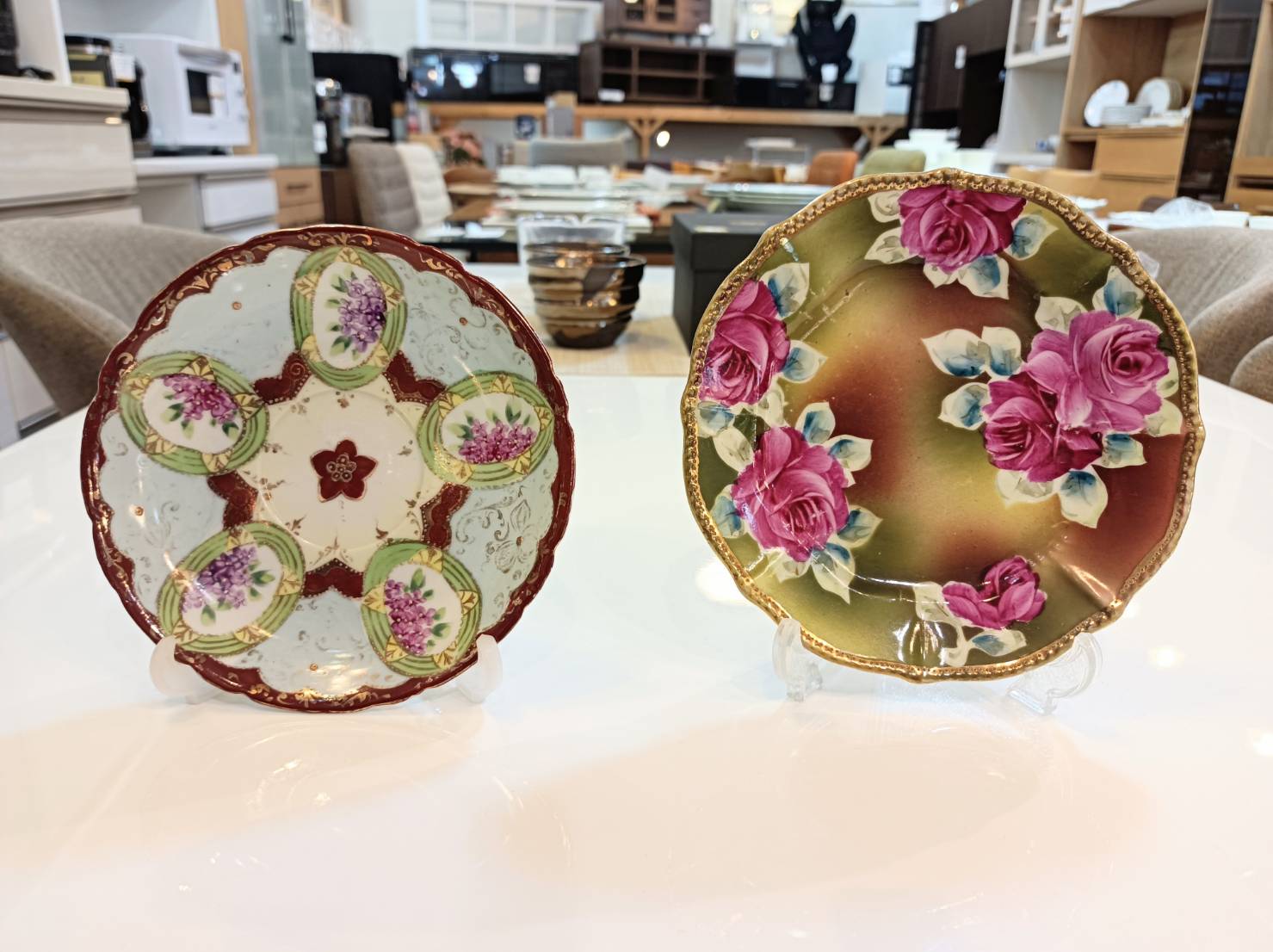 美品「オールドノリタケ 金彩点盛り上げ花絵 深皿 （深鉢) オールド