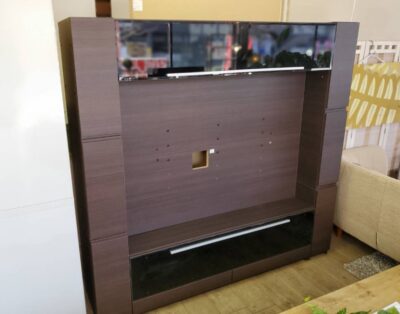 pamouna　パモウナ　リビングボード　テレビボード　テレビ台　TVボード　TV台　宮付き　収納付き　ハイタイプ　大型　ダークブラウン　配線隠し　木目柄　リサイクルショップ　再良市場　天白　名東　昭和　千種　瑞穂　緑　日進　豊明　東郷　おススメ　オススメ お洒落　オシャレ　中古