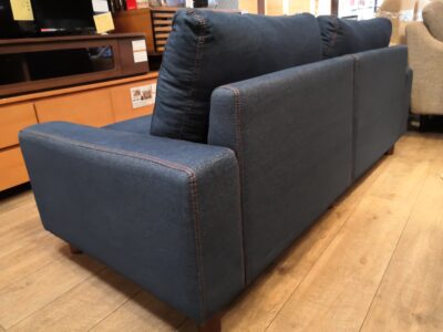 リビング家具 コンパクト 省スペース ブルー 西海岸 デニム 2.5シーターソファ  5
