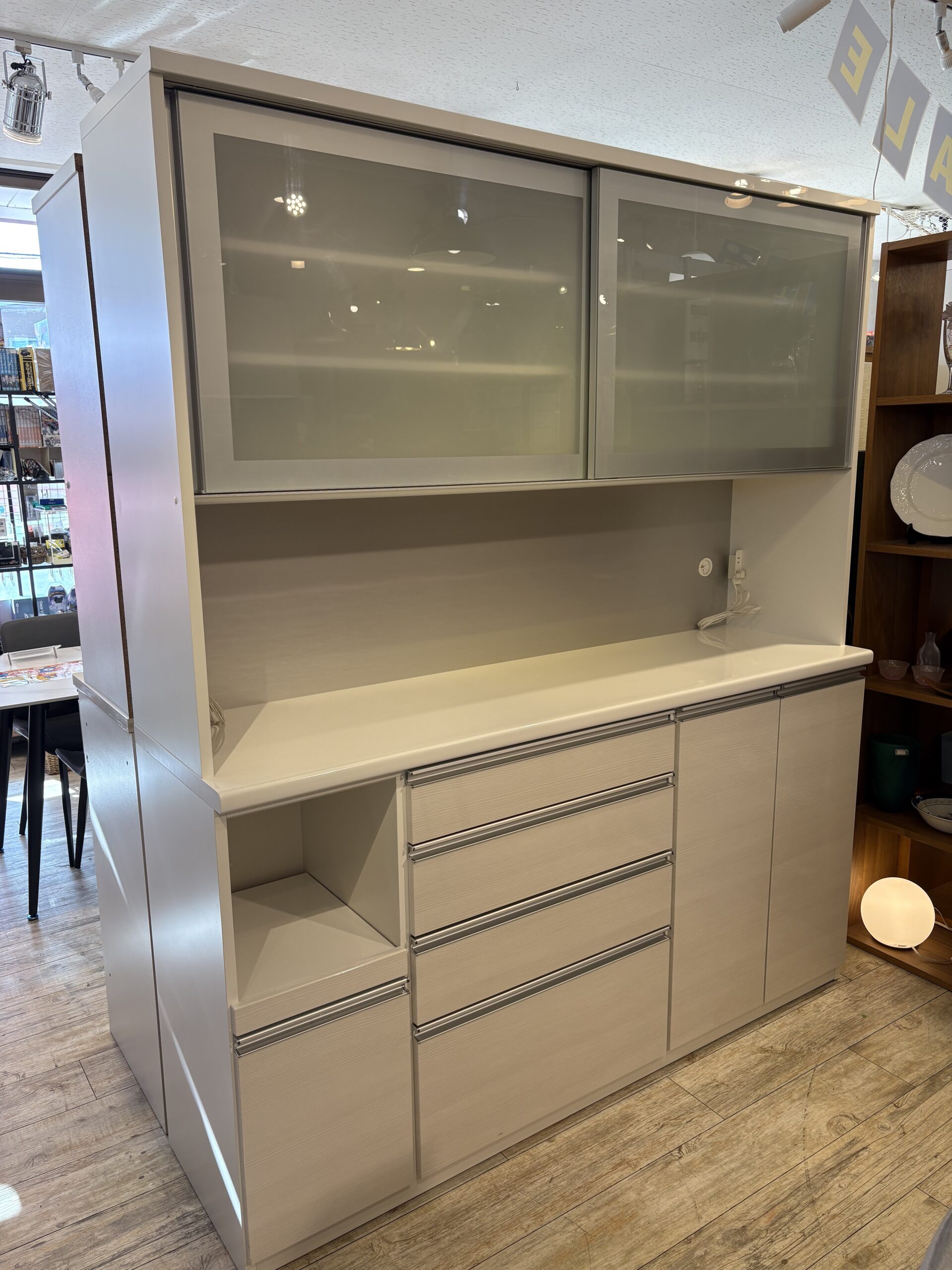 松田家具 レンジボード 食器棚 ハイタイプ 1200 ビガーレンジ ホワイト