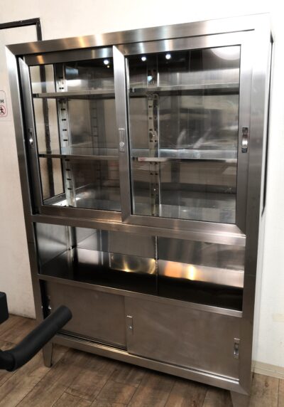 ステンレス製 引違扉 メディカルキャビネット 幅120 薬品棚 ケビント 医療棚 ドクターキャビネット 5