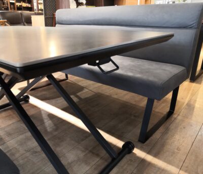 松田家具 ゼファー ZEPHYR W140 セラミック天板 昇降テーブル リフティングテーブル ベンチ ダイニング3点セット 3