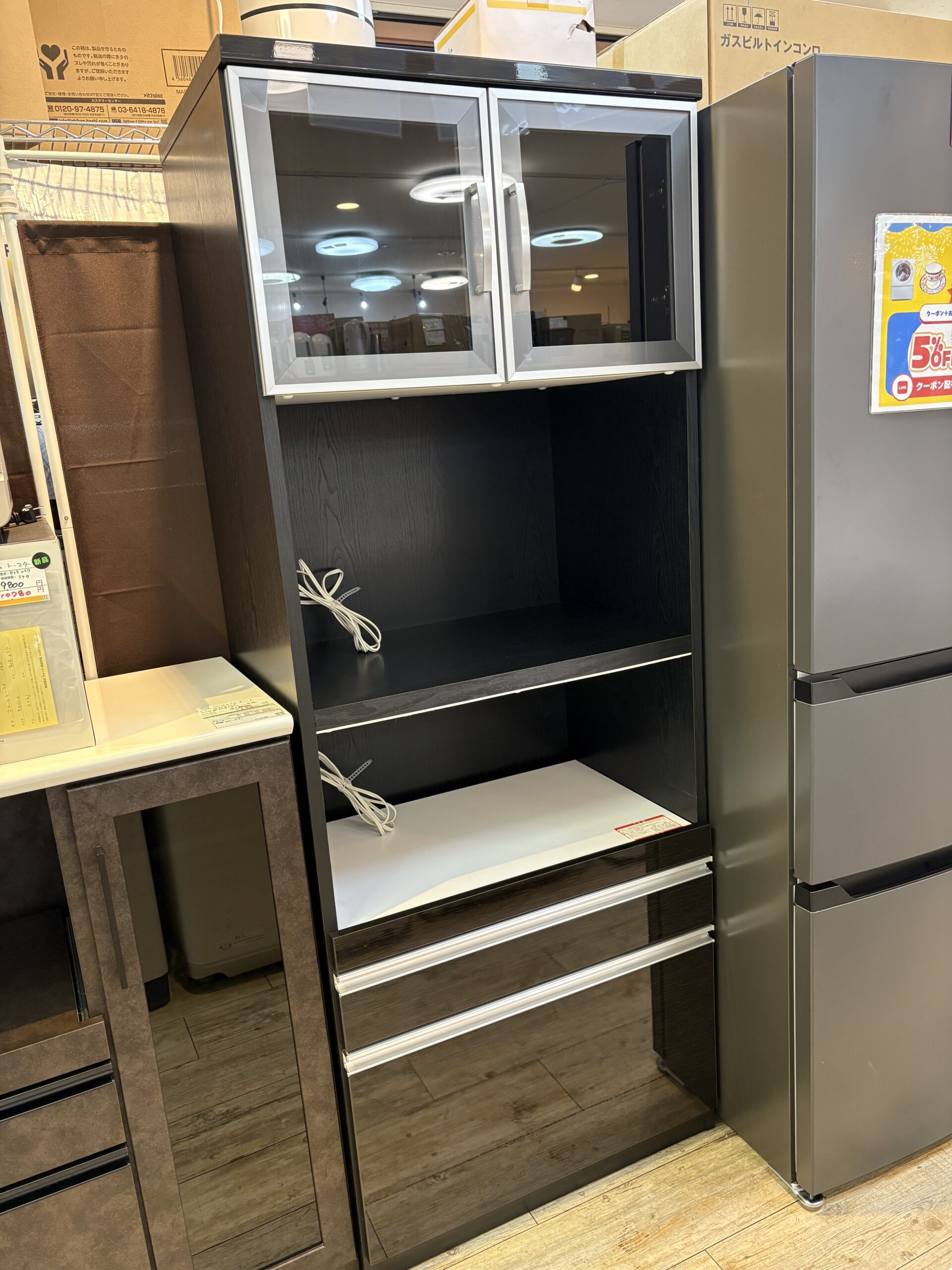 レグナテック LEGNATEC レッドオーク　ガラス扉付き　キャビネット　食器棚 レグナテック LEGNATEC レッドオーク ガラス扉付き キャビネット