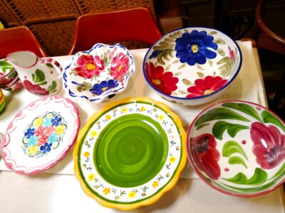 ハンドペイント 花柄 スペイン 工芸品 飾り皿 食器 調味料入れ キッチン雑貨 2