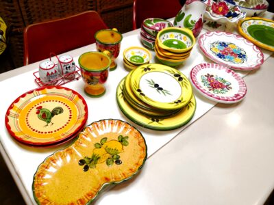ハンドペイント 花柄 スペイン 工芸品 飾り皿 食器 調味料入れ キッチン雑貨 3