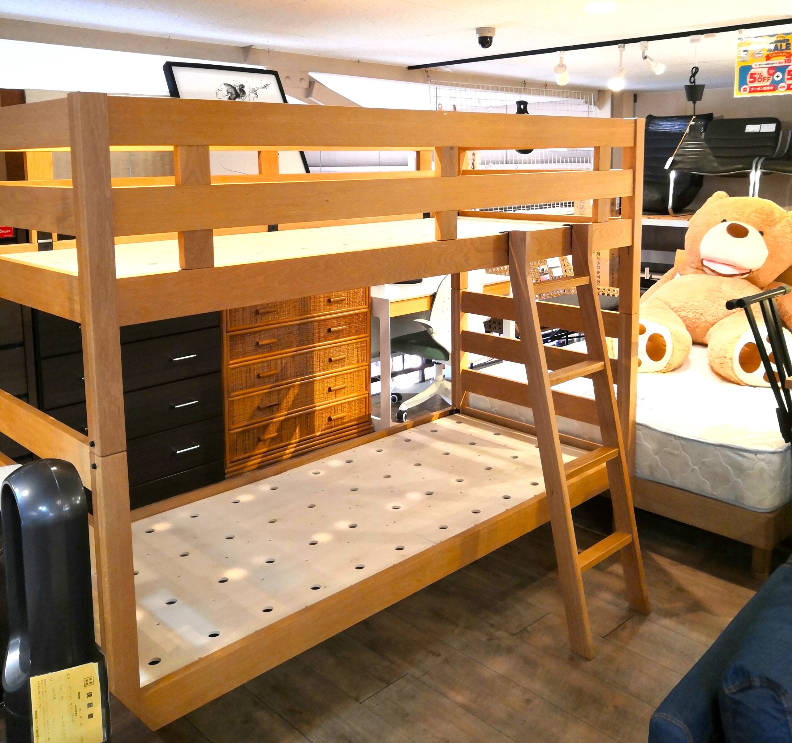 中古品】無印良品 muji オーク材突板 寝室家具 子供部屋 寮 分割可能 