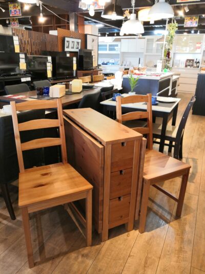 IKEA イケア NORDEN ノールデン パイン材 バタフライテーブル ゲートレッグテーブル＆チェア2脚セット 6