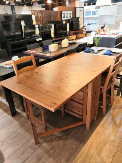 IKEA イケア NORDEN ノールデン パイン材 バタフライテーブル ゲートレッグテーブル＆チェア2脚セット 3