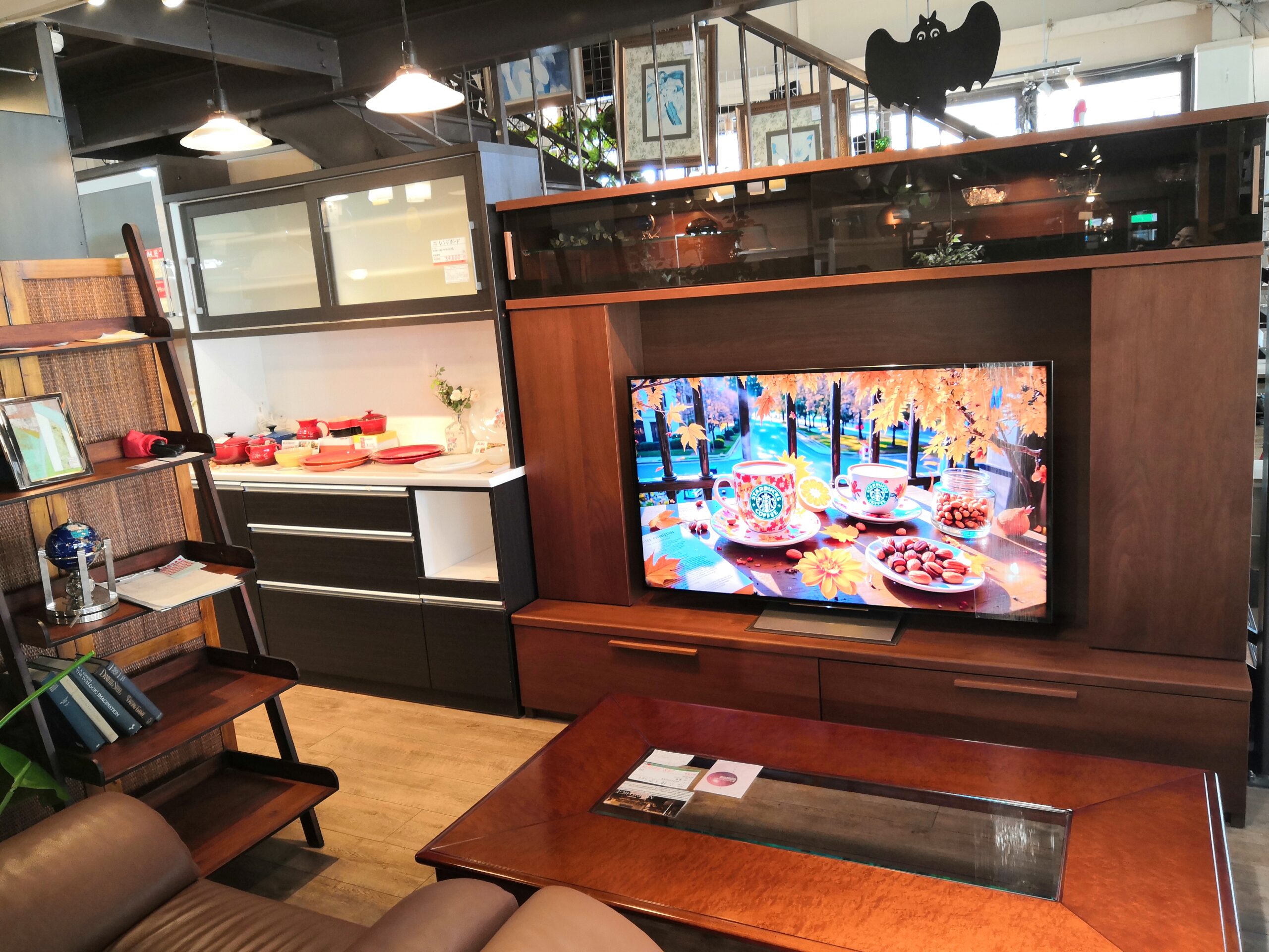 モリシゲ リビングボード ローボード テレビ台 IDC大塚家具 中古品】IDC大塚家具取り扱い 岡家具 ドーソンⅡ 壁面収納 ブラウン系