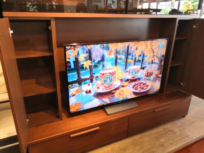 IDC大塚家具取り扱い 岡家具 ドーソンⅡ 壁面収納 ブラウン系 ロータイプ 55インチまで対応 TVボード リビングボード 4