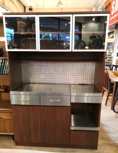 unico 末次家具 STRADA ストラーダ 幅120㎝ ヴィンテージデザイン ステンレス天板 ウォールナット レンジボード 1